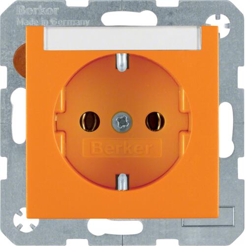 Berker 47501907 Steckdose SCHUKO mit Beschriftungsfeld, S.1/B.3/B.7, orange matt