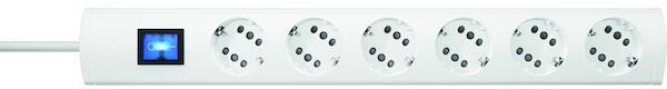 Protec.class PTSD2 6Sw5 Mehrfachsteckdose mit Schalter, 6fach, 5m, weiß (05106335)