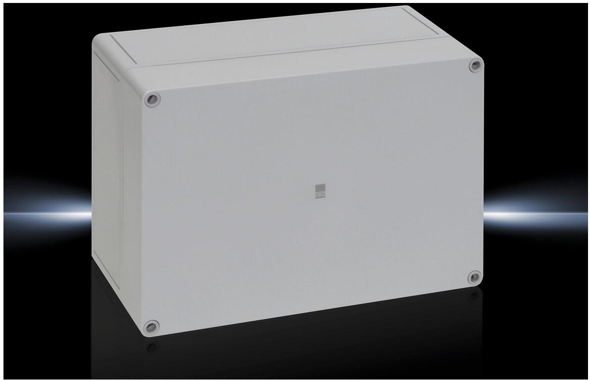 Rittal PK 9521.000 Polycarbonat-Gehäuse, BHT: 254x180x111 mm, glasfaserverstärktes Polycarbonat, ohne Vorprägungen, mit Deckel grau