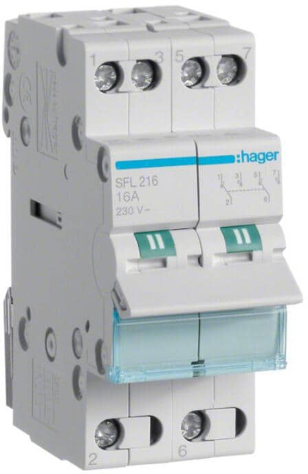 Hager SFL216 Wechselschalter, 2-polig, 16A, Fusskontakt unten