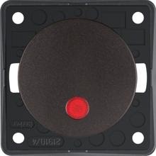 Berker 937622531 Kontroll-Ausschalter, 2-polig, mit Aufdruck "0", 12V, rote Linse, Integro Flow/Pure, braun matt