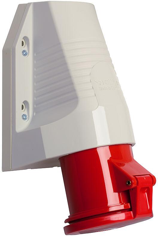 Walther Werke (160) CEE-Wandsteckdose, zur Außenbefestigung, 63 A, 5-polig, mit einer Kabeleinführung oben