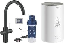 GROHE Red Duo Armatur und Boiler Größe M, C-Auslauf, velvet black (30083KS1)