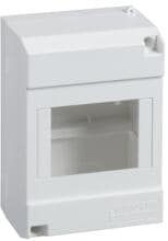 Schneider Electric Micro Pragma Aufputzgehäuse, 4 TE, IP40, mit DIN-Gerätetragschiene, weiß (10206)