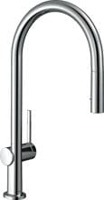 hansgrohe Talis M54 Einhebel-Küchenarmatur 210, wassersparend, Ausziehbrause, 2 Strahlarten, Messing, 223 mm, G ⅜ Anschlussschläuche, mit Rückflussverhinderer, chrom (72842000)