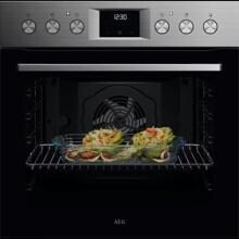 AEG KOMBI 3025F EEK: A+ Herdset mit Glaskeramikkochfeld (OU5AE20SM + HE604070FB), 60 cm breit, 72 L, Uhr, Facettenschliff, Edelstahl