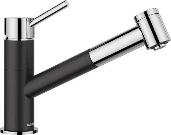 Blanco Kano-S Vario Armatur, Hochdruck, Auslauf 120° schwenkbar mit umstellbarem Schlauchauszug, anthrazit/chrom (527962)