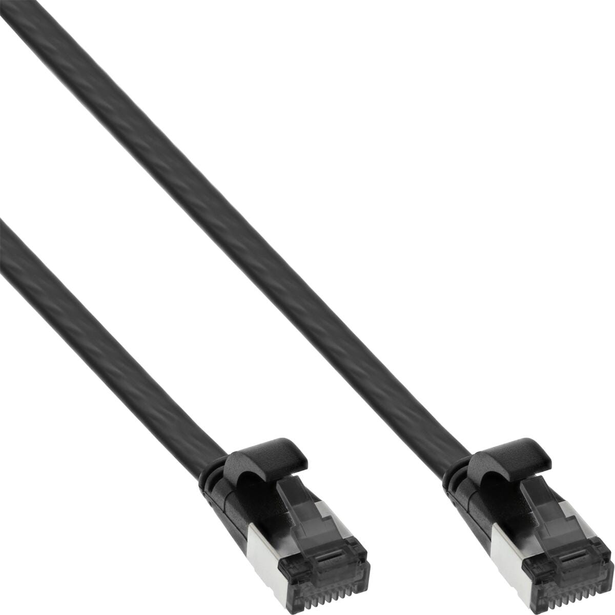 InLine Patchkabel flach, U/FTP, Cat.8.1, TPE halogenfrei, schwarz, 1,5m (75814S)