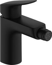 hansgrohe Logis Einhebel-Bidetmischer 100 mit Zugstangen-Ablaufgarnitur, Messing, 7,2 l/min, Mattschwarz (71200670)