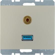 Berker 3315397004 USB/3,5 mm Audio Steckdose, K.5, edelstahl matt, lackiert