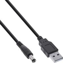 InLine USB DC Stromadapterkabel, USB A Stecker zu DC 5,5x2,50mm Hohlstecker, schwarz (26806J)