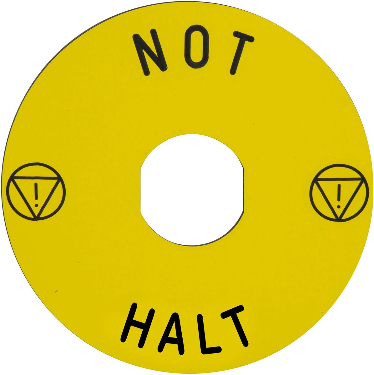 Schneider Electric ZBY8230 Schild für Not-Halt/Not-Aus-Drucktaster, rund Ø 90, Beschriftung NOT HALT gelb