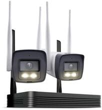 HiLook IKS-2044BH-PH/W EasyLink WLAN Kit 2x 4 MP Bullet Überwachungskameras, Komplettset, 2-Wege-Audio, 24/7 Aufzeichnung (42084)