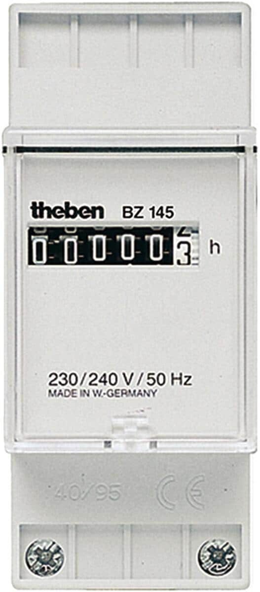 Theben BZ 145 24V Betriebsstundenzähler für 35 mm DIN-Schiene/Hutschiene, REG, 2 TE, 24 V, Aufbaumontage plombierbar (zusätzliche Klemmenabdeckung), S