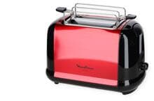 Moulinex LT261D Subito 3 2-Scheiben-Toaster, 850 W, Brötchenaufsatz, Auftau-/Aufwärmfunktion, schwarz/weinrot