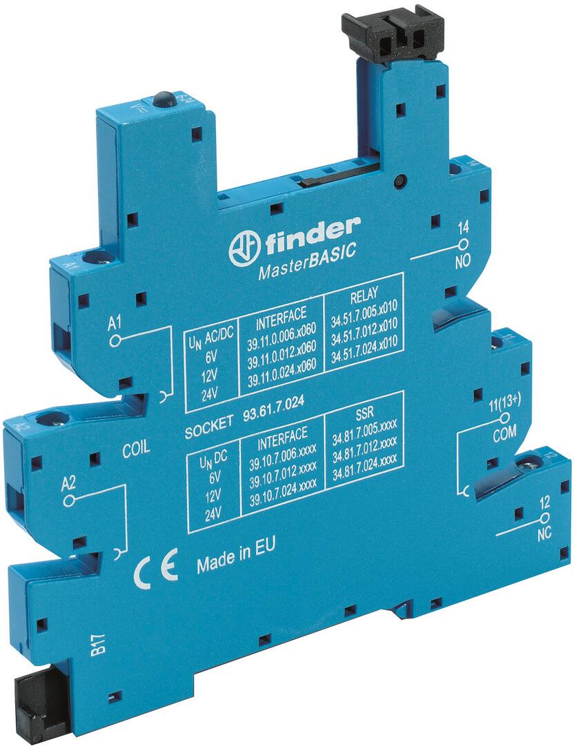 Finder 93.61.7.024 Relaisfassung mit Schraubanschlüssen, blau (93617024), 10 Stck.
