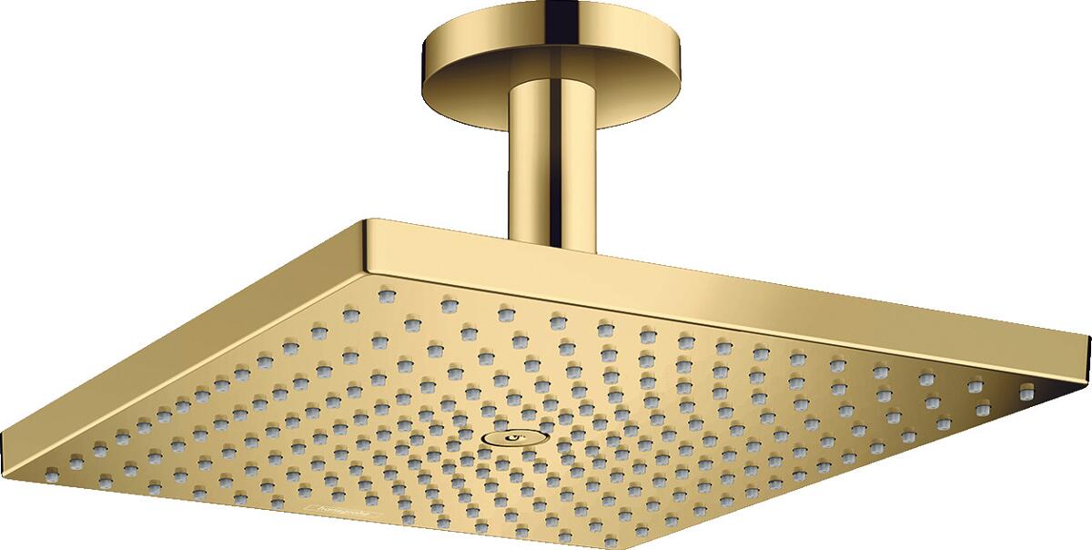 hansgrohe Raindance E Duschkopf 300 1 Strahlart mit Deckenanschluss, Metall, 17 l/min, 300 x 300 mm, Polished Gold Optic, (26250990)