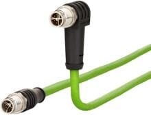 METZ CONNECT M12 Industrial Ethernet Leitung, X-kodiert, 2m, M12 Stecker gerade - M12 Stecker gewinkelt, Kodierung bei 225°, PUR (142M2X1C020)