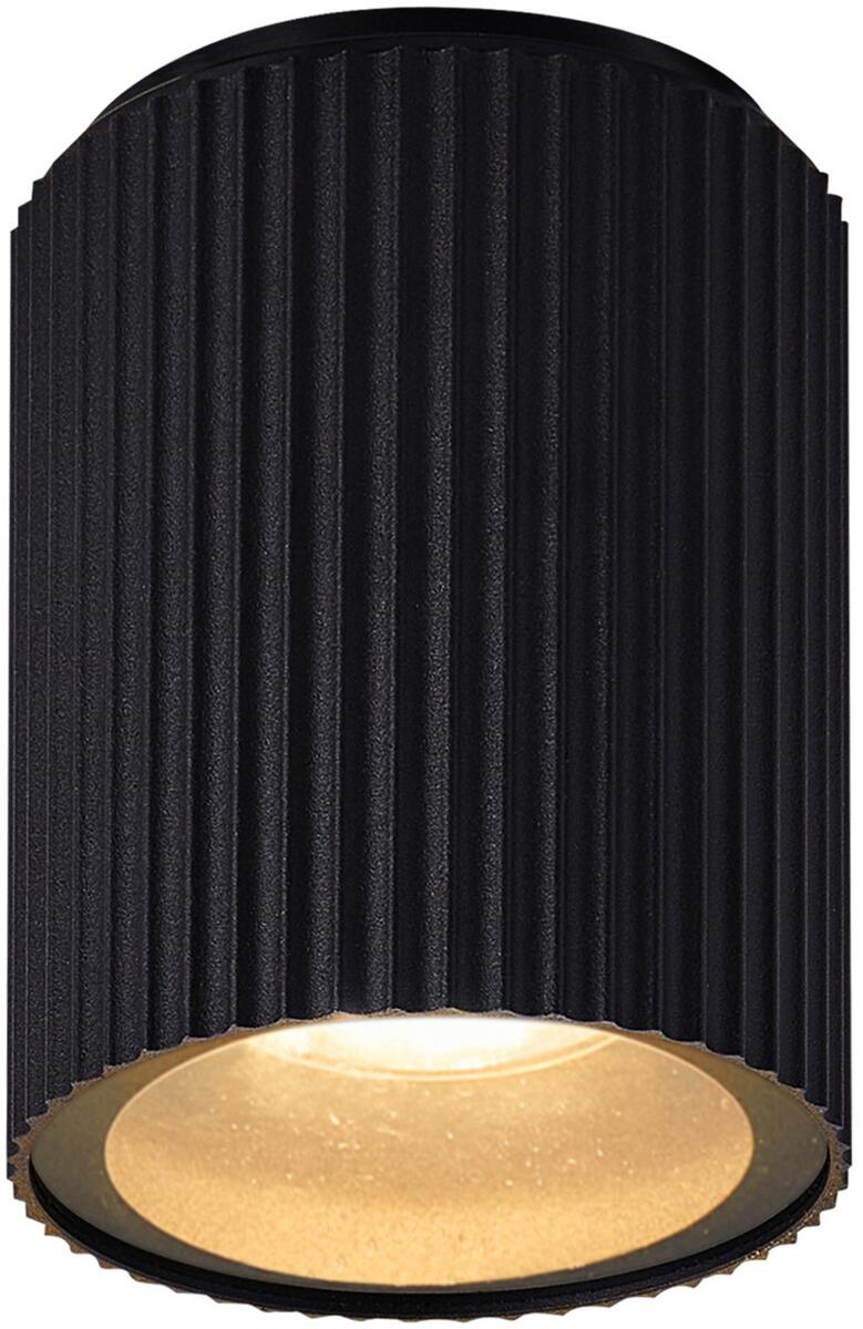 Nordlux Kyklop Ripple Deckenleuchte, GU10, IP54, dimmbar, geriffelte Oberfläche, Aluminium, schwarz (2518316003)