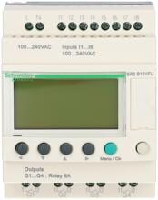 Schneider Electric SR2B121FU SPS-Steuerrelais, Zelio Logic, kompakte Ausführung, 12 E/A, 100 bis 240 VAC, Display, Uhr, Relaisausgänge