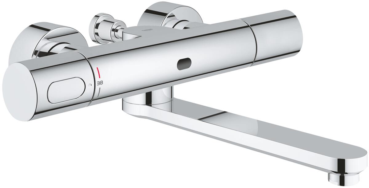GROHE Eurosmart Cosmopolitan E Bluetooth Infrarot-Elektronik für Waschtisch-Wandarmatur, mit Thermostat, schwenkbarer Gussauslauf 219 mm, mit Trafo, c