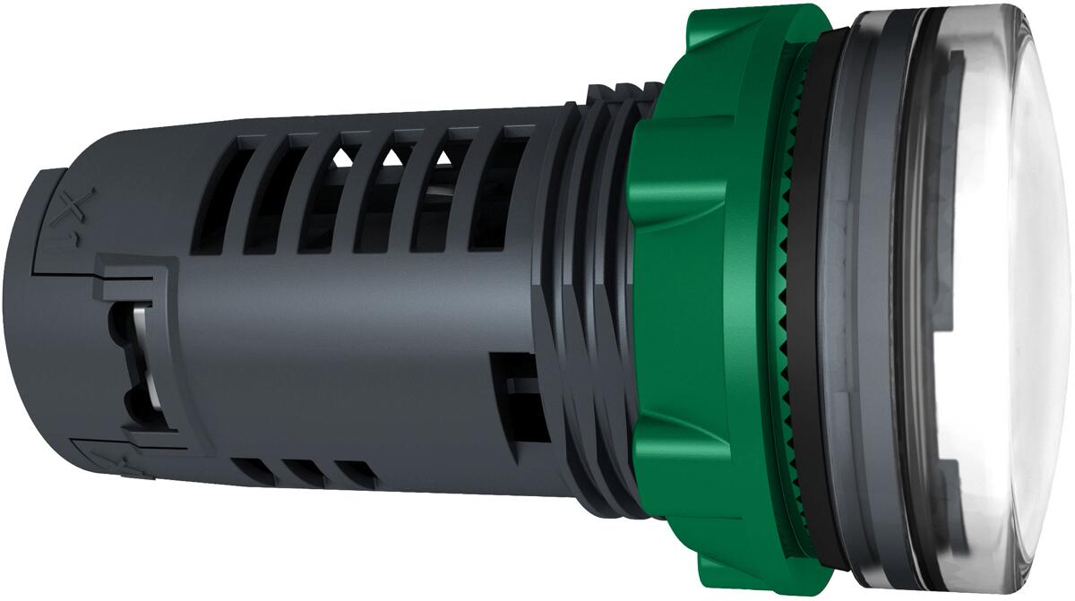 Schneider Electric XB5EVM1 Harmony XB5, Leuchtmelder, Kunststoff, Monoblock, 22mm, universelle LED, glatte Kalotte, 230-240V AC, weiß