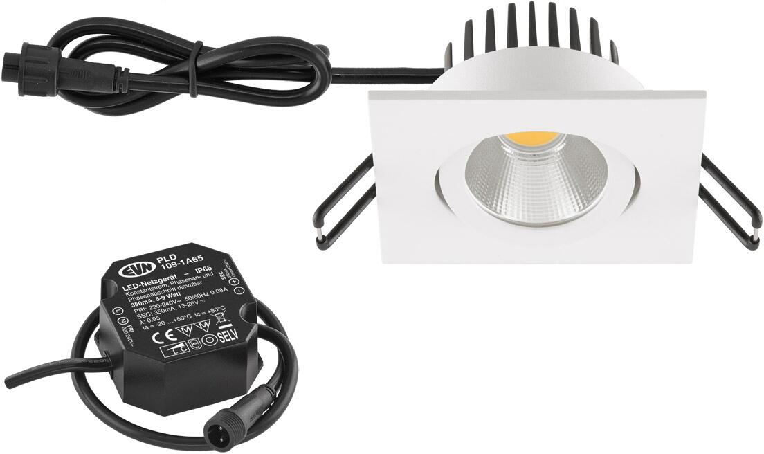 EVN PC65 LED Deckeneinbauleuchte, 6W, 3000K, 620lm, quadratisch, schwenkbar, weiß (PC654N60102)