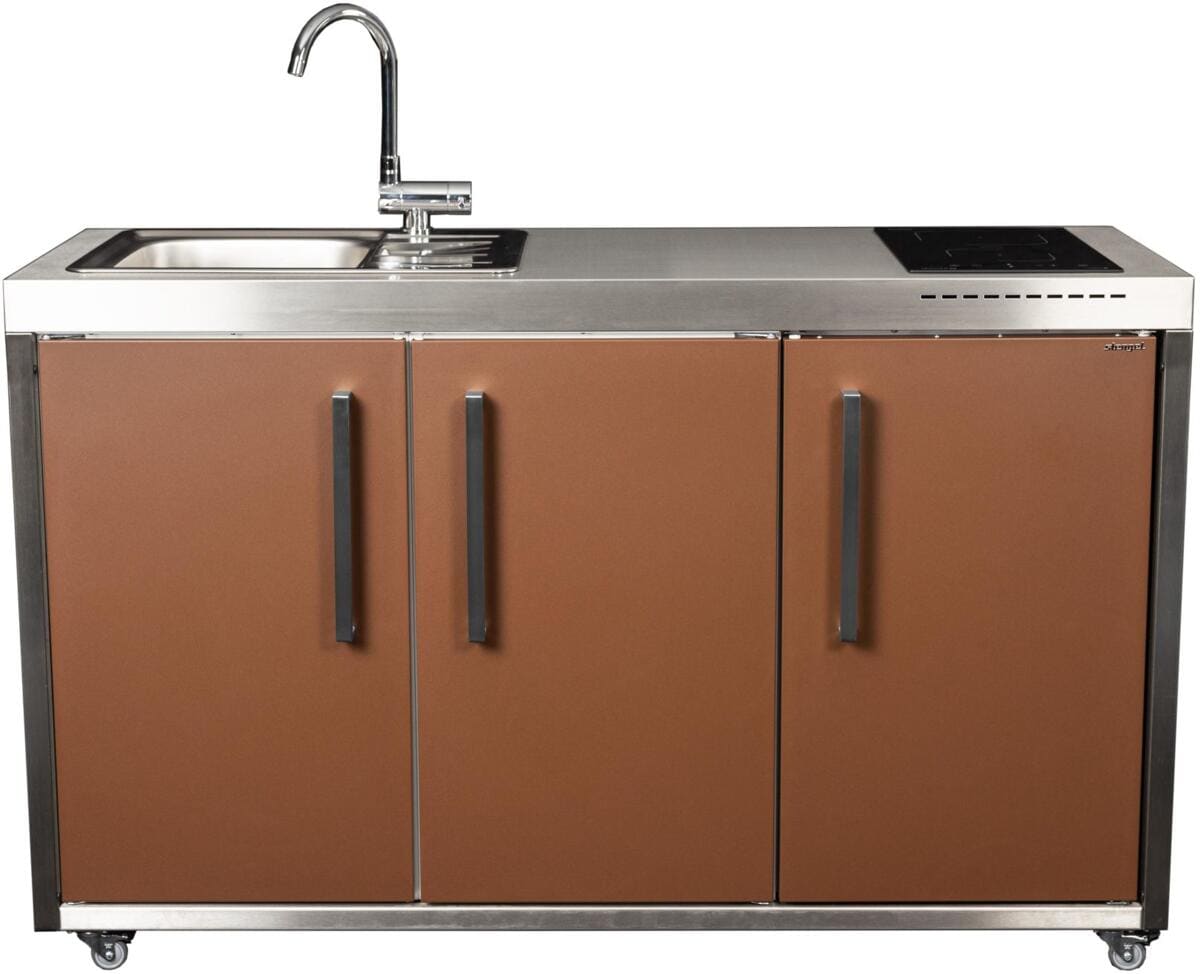 Miniküche Outdoor MO 150, Induktionfeld links, Spüle rechts, lavabraun (2215000027016)