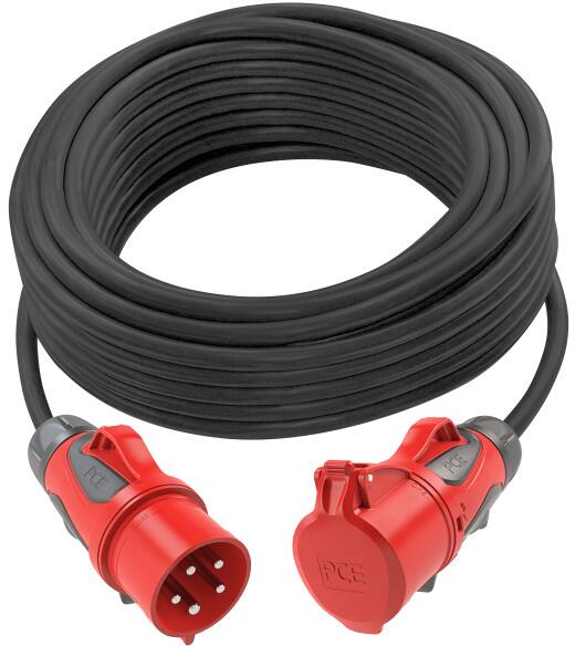 PCE Verlängerungsleitung, H07RN-F 5G2,5, Stecker CEE16/Kupplung, 25m, schwarz (825525114v)