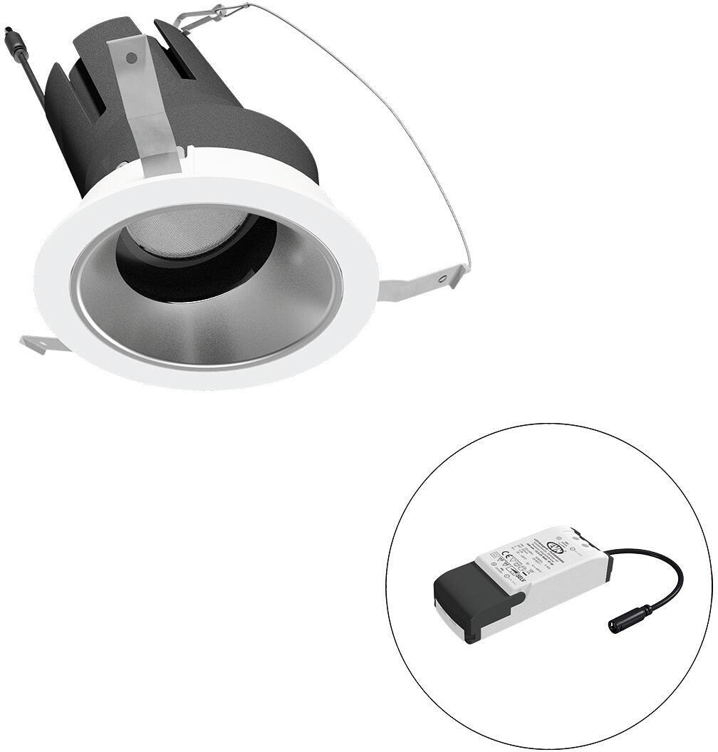 EVN SELECTO LED Deckeneinbau, rund, schwenkbar, IP20, 220-240V/AC, 18W, 4000K, 2205lm, inkl. Netzgerät, DALI, Reflektor silber/matt, 3.106,00cd, breit