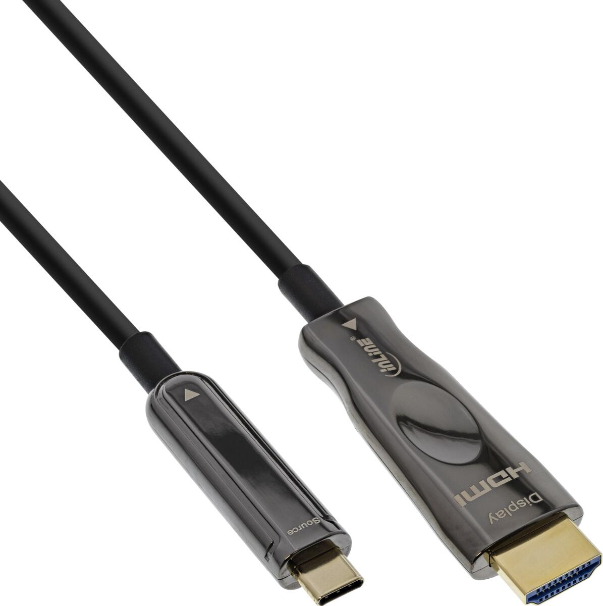 InLine USB-C zu HDMI AOC Kabel, Monitorkabel 4K60Hz (DP Alt Mode), 50m (64250A)