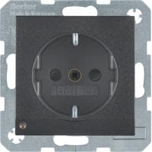 Berker 41091606 Steckdose SCHUKO mit LED-Orientierungslicht, B.3/B.7, anthrazit matt, lackiert