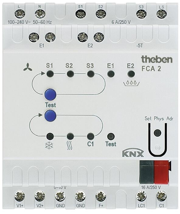 Theben FCA 2 KNX Fan-Coil Aktor für proportional 0-10 V Ventile, Gebläsekonvektoren, 2-Rohr/4-Rohr-Systeme 4920210