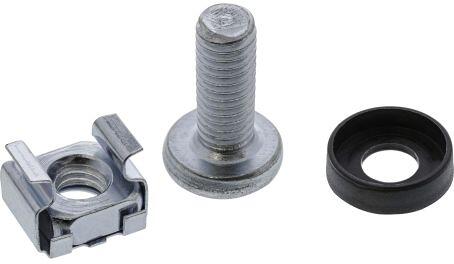 InLine Käfigmutternset M6, je 100x Käfigmuttern, Unterlegscheiben, Schrauben (01950C)