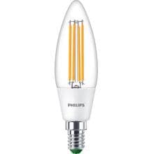 Philips LED CLA 40W B35 E14 3000K CL UE 2PF/SRT LED Lampe in Kerzenform, 2,3W, 485lm, 3000K, klar (929003480891)