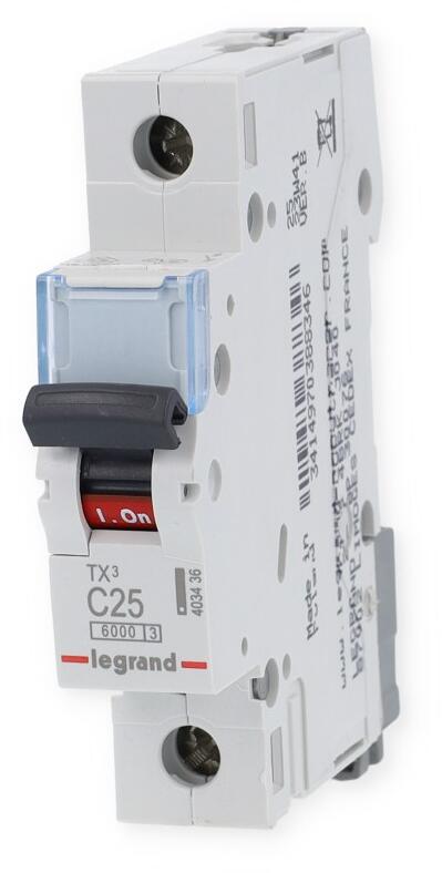 Legrand 403436 Leitungsschutzschalter, TX3, C-Charakteristik, 25A, 1-Polig, 6kA, 230V