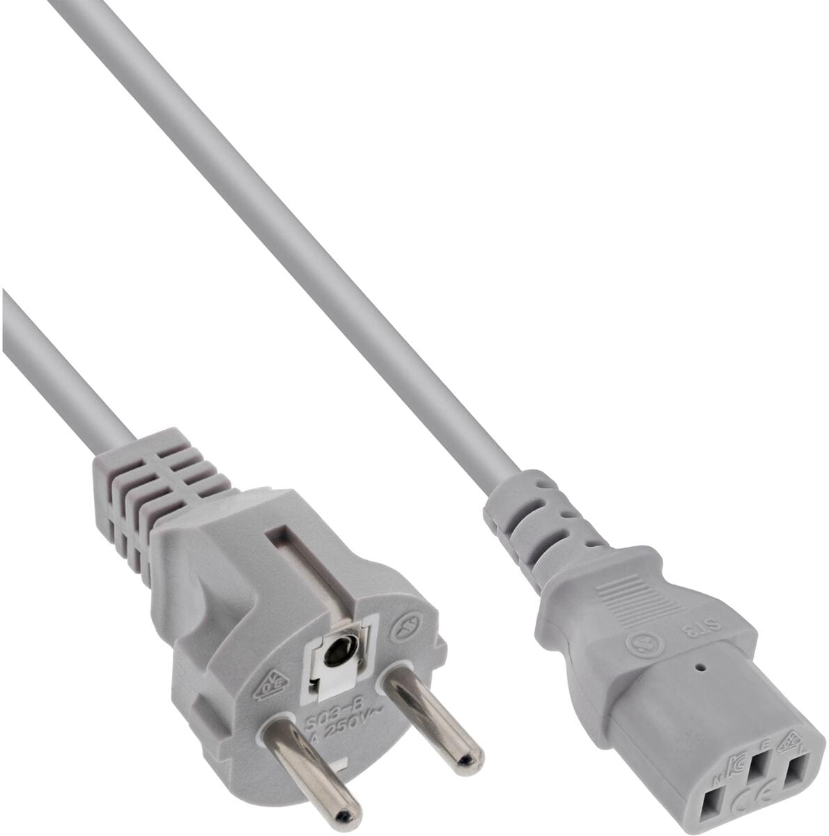 InLine Netzkabel, Schutzkontakt gerade auf Kaltgerätestecker C13, 1,5m, grau (16651G)