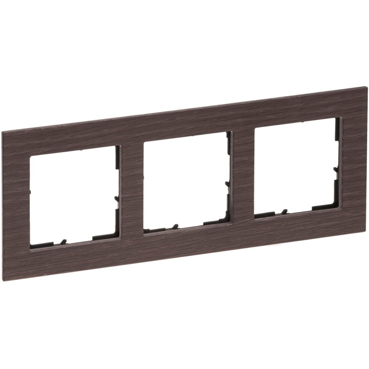 Legrand SEANO Natura 3-fach Rahmen aus Echtholz, 90x232mm, Eiche dunkelbraun (766133)