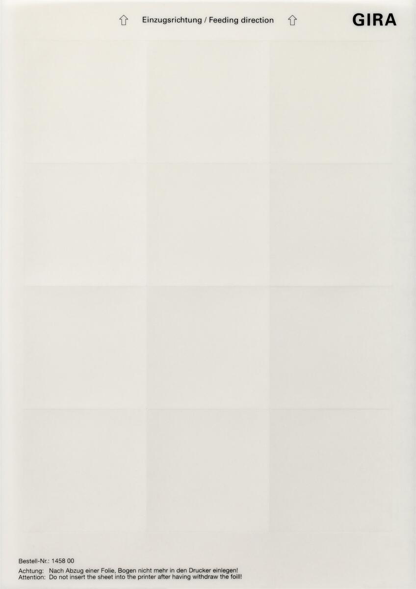 Beschriftungsbögen 62,0 x 62,0 mm, cremeweiß, Gira 145800