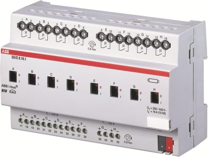 ABB SD/S 8.16.1 Schalt-/Dimmaktor, 8f, 16A (2CDG110081R0011)