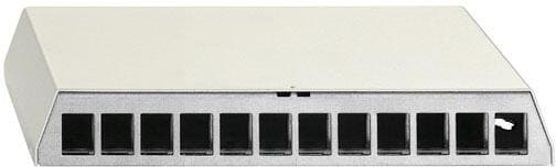 Rutenbeck PP-UM-Cat.6A iso 10G-12/12 Ap rw, Cat.6A iso-Patchpanel mit 12 Universalmodulen UM-Cat.6A iso 10G, geschirmt, Aufputz, für Tisch-/Wandmontag