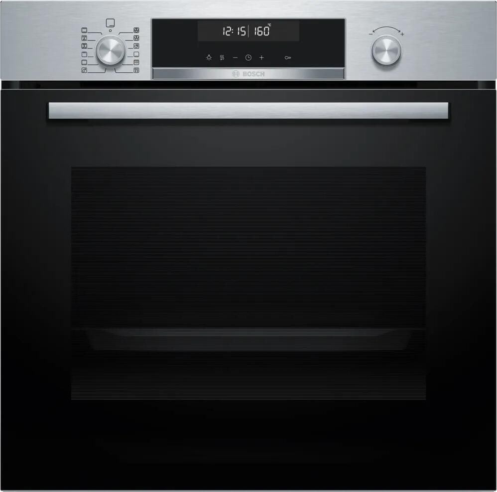 Bosch HBG578BS3 Serie 6 EEK: A+ Einbaubackofen, 71 L, 60 cm breit, 3D-Heißluft, Versenkknebel, Pyrolytisch + Hydrolytisch, Edelstahl