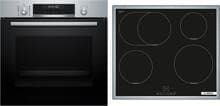 Bosch HBD675CS62 EEK: A+ Einbau-Backofen-Set mit Induktionskochfeld (HBG578BS3 + PIF645BB5E), 60 cm breit, 71 L, Air Fry, 3D-Heißluft, Pyrolytisch+Hydrolytisch, Kindersicherung, Rahmen aufliegend, schwarz
