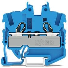 Wago 2052-1204 2-Leiter-Mini-Durchgangsklemme mit Betätigungsöffnung, 2,5mm², Push-in Cage Clamp, blau