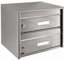 Burg Wächter Dual Front 3821 Ni Anlagen-Briefkästen für 2 Parteien, Querformat, Edelstahl (34470)