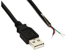 InLine USB 2.0 Kabel, A an offenes Ende, schwarz, 2m, bulk (34520Z)