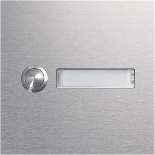 Hager modular Klingeltaste, Rund-Taster für 1 Wohneinheit, LED-Schild, Einbau, Edelstahl Matt (REN001X)