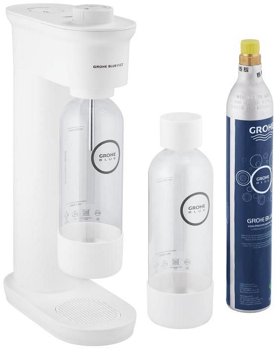 GROHE Blue Fizz Wassersprudler, Basic Couple Starter Set, inkl. 1 Trinkflasche und 1x CO2, weiß (31942L00)