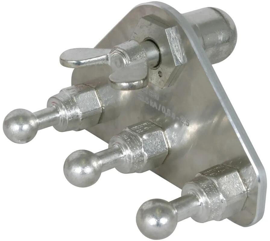 Dehn EAPA 3 KFP 20 KKH Erdanschlussplatte mit Kugelkopfhaube, 3 Kugelfestpunkten, D 20mm (728620)