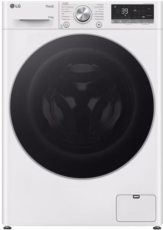 LG W4WR70961 6kg/9kg Stand Waschtrockner, 60 cm breit, 1400 U/Min, WLAN, Kindersicherung, Zeitverzögerung, Steam, weiß